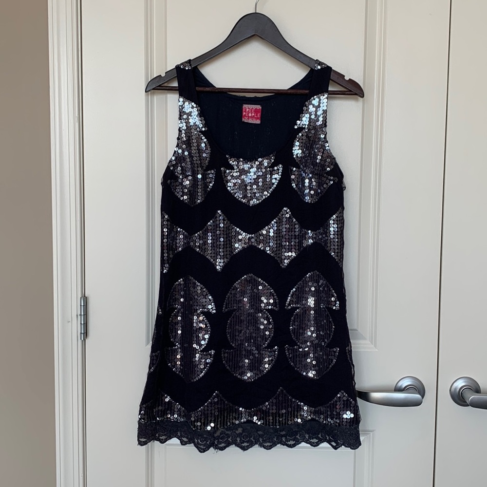 Navy blue sequined dress